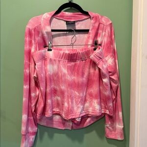 Vibrant Pink Tie-Dye Women's Athletic Shorts and Top